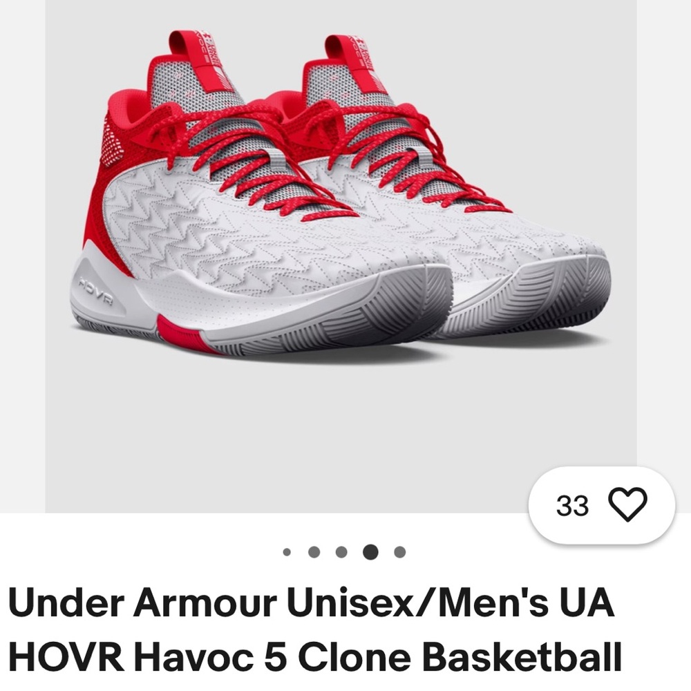 Under Armour White & Red Athletic Sneakers